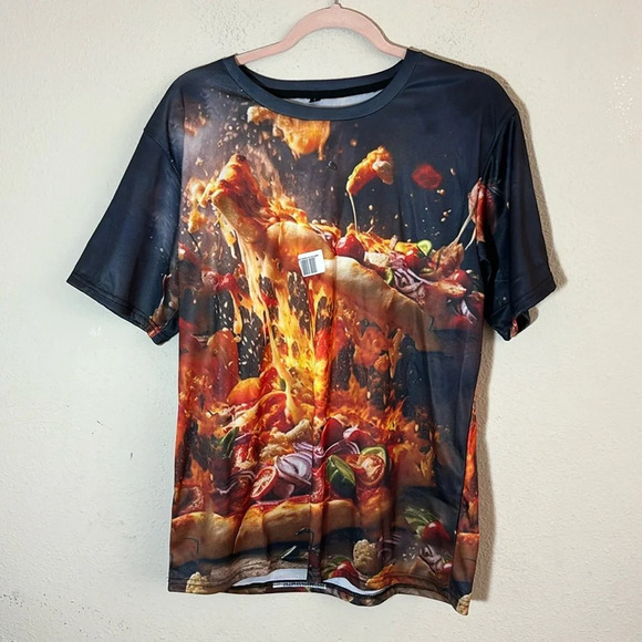 🎈4 LISTINGS FOR $20 NWOT Pizza Short Sleeve Tee Shirt size L - Picture 1 of 6